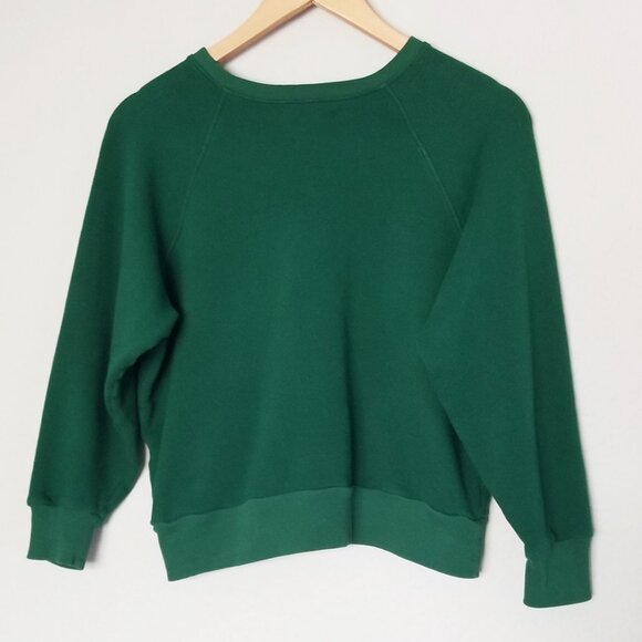 REFORMATION Hunter Rio Crew Neck Cropped Sweatshirt XS Pine Green SOFT Cozy - Picture 12 of 16